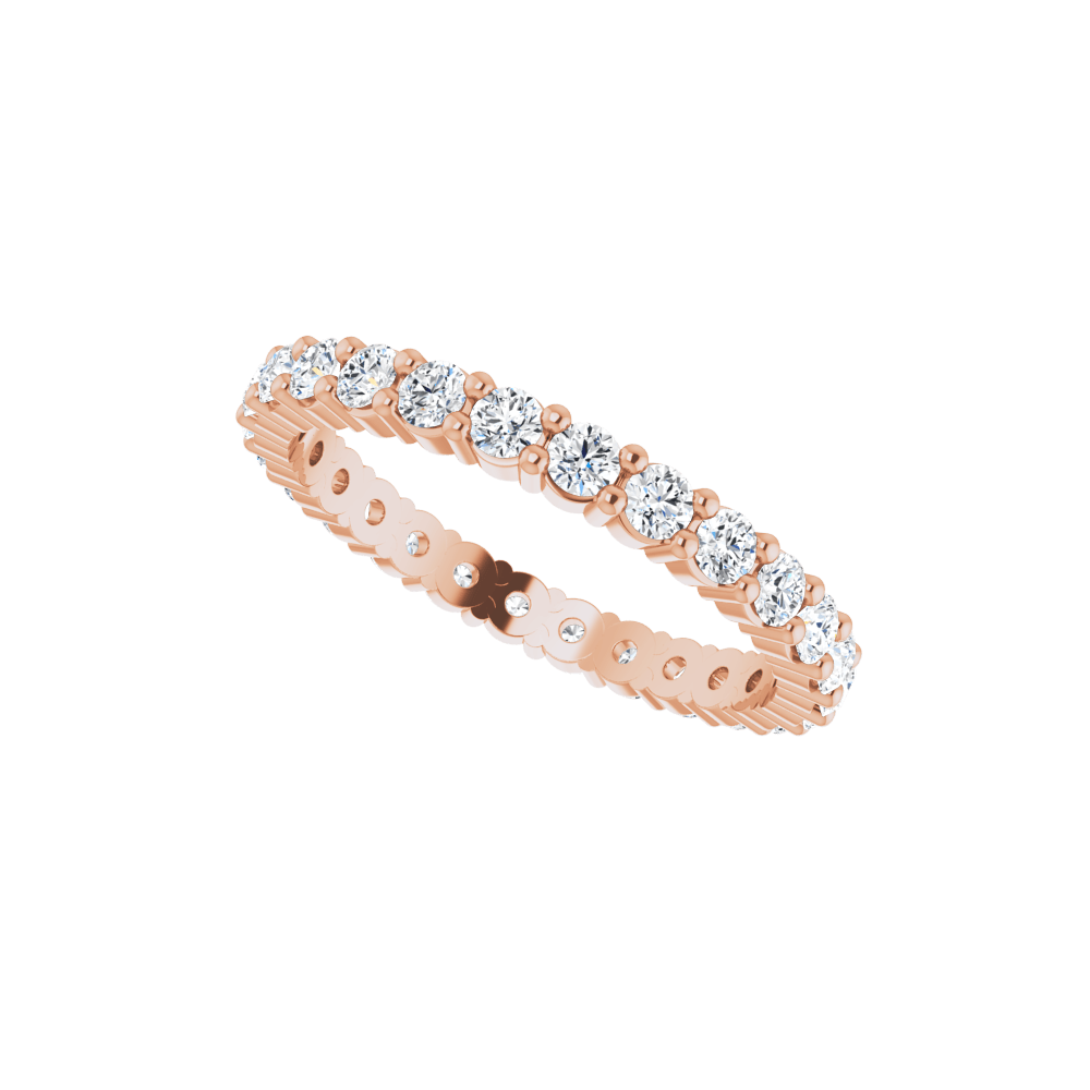14K Rose Gold 2mm Round Eternity Band - Natural Diamond
