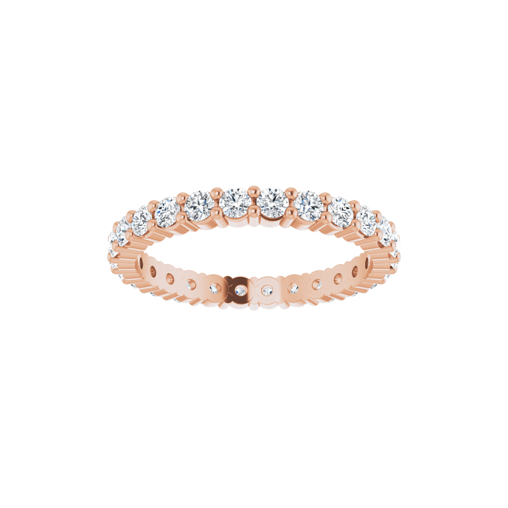 14K Rose Gold 2mm Round Eternity Band - Natural Diamond