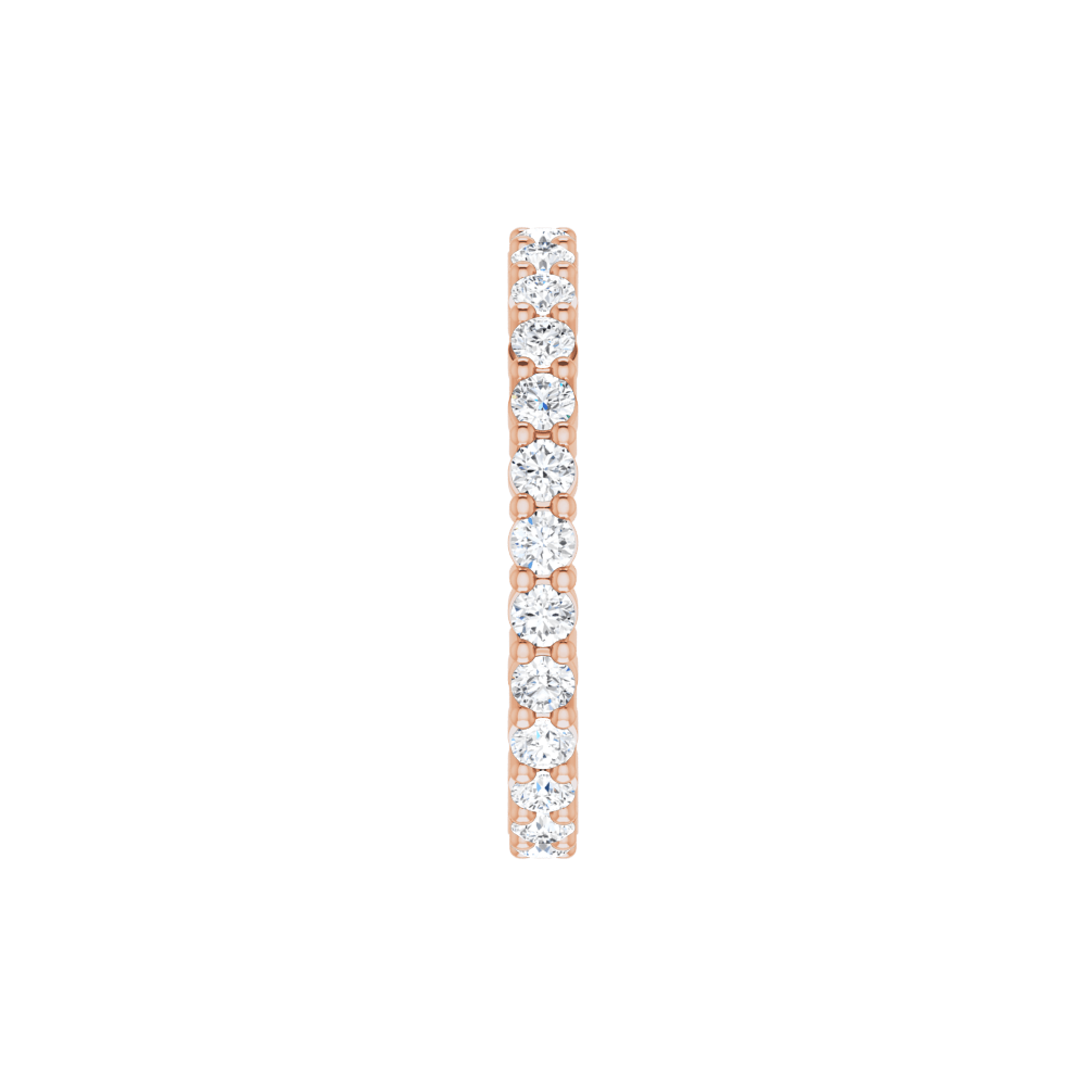 14K Rose Gold 2mm Round Eternity Band - Natural Diamond