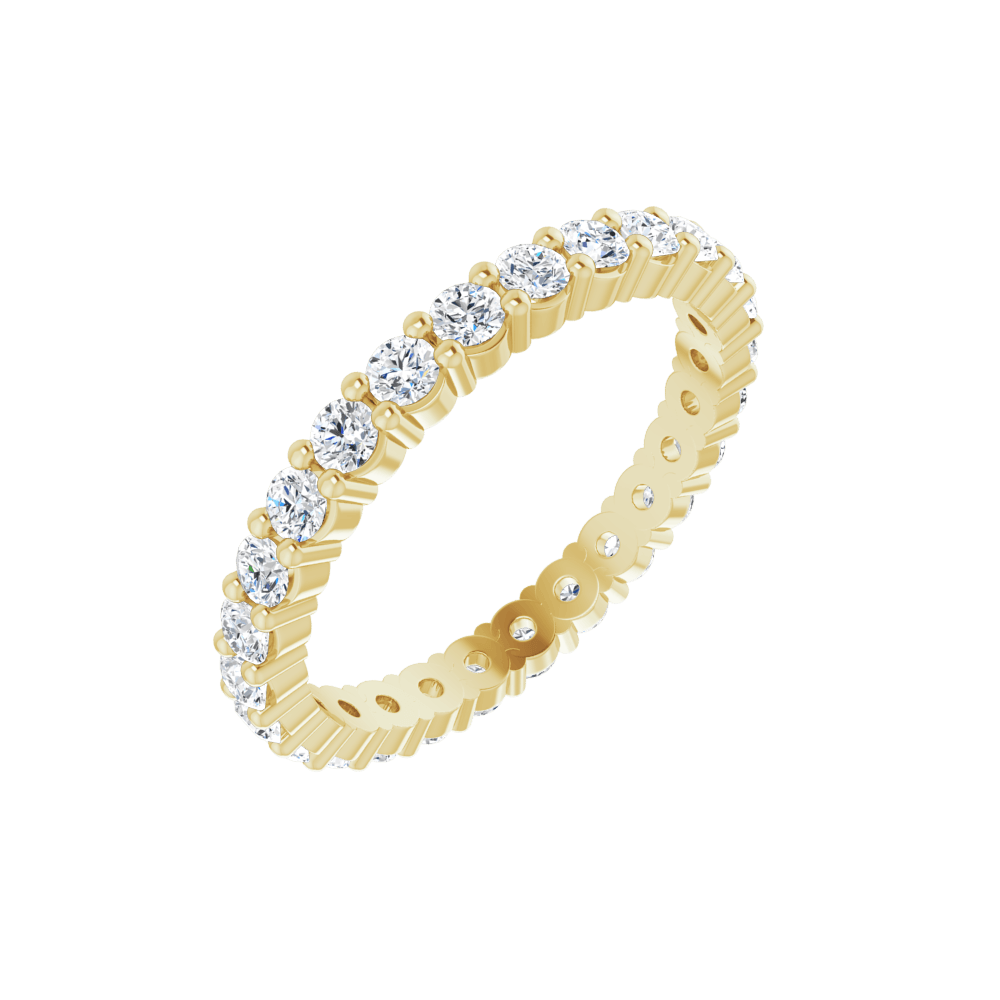 14K Yellow Gold 2mm Round Eternity Band - Natural Diamond