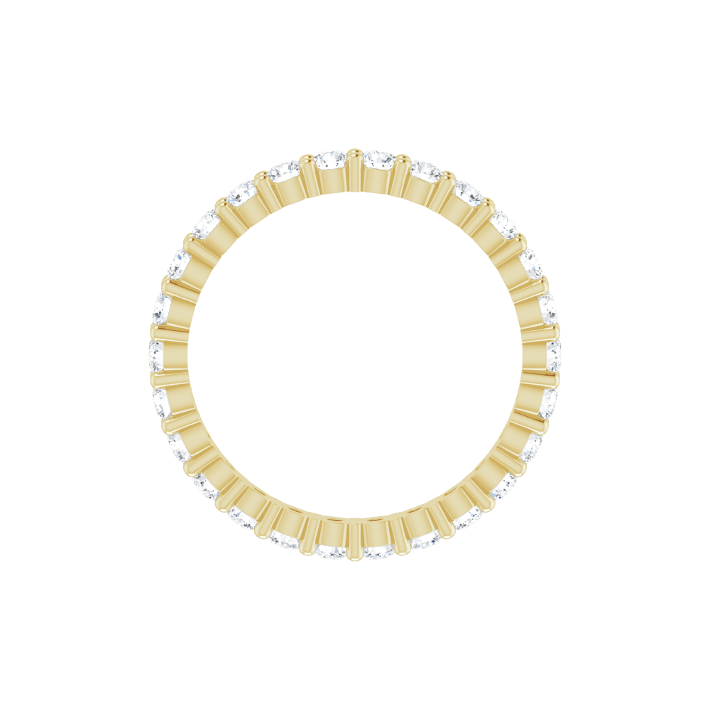 14K Yellow Gold 2mm Round Eternity Band - Natural Diamond