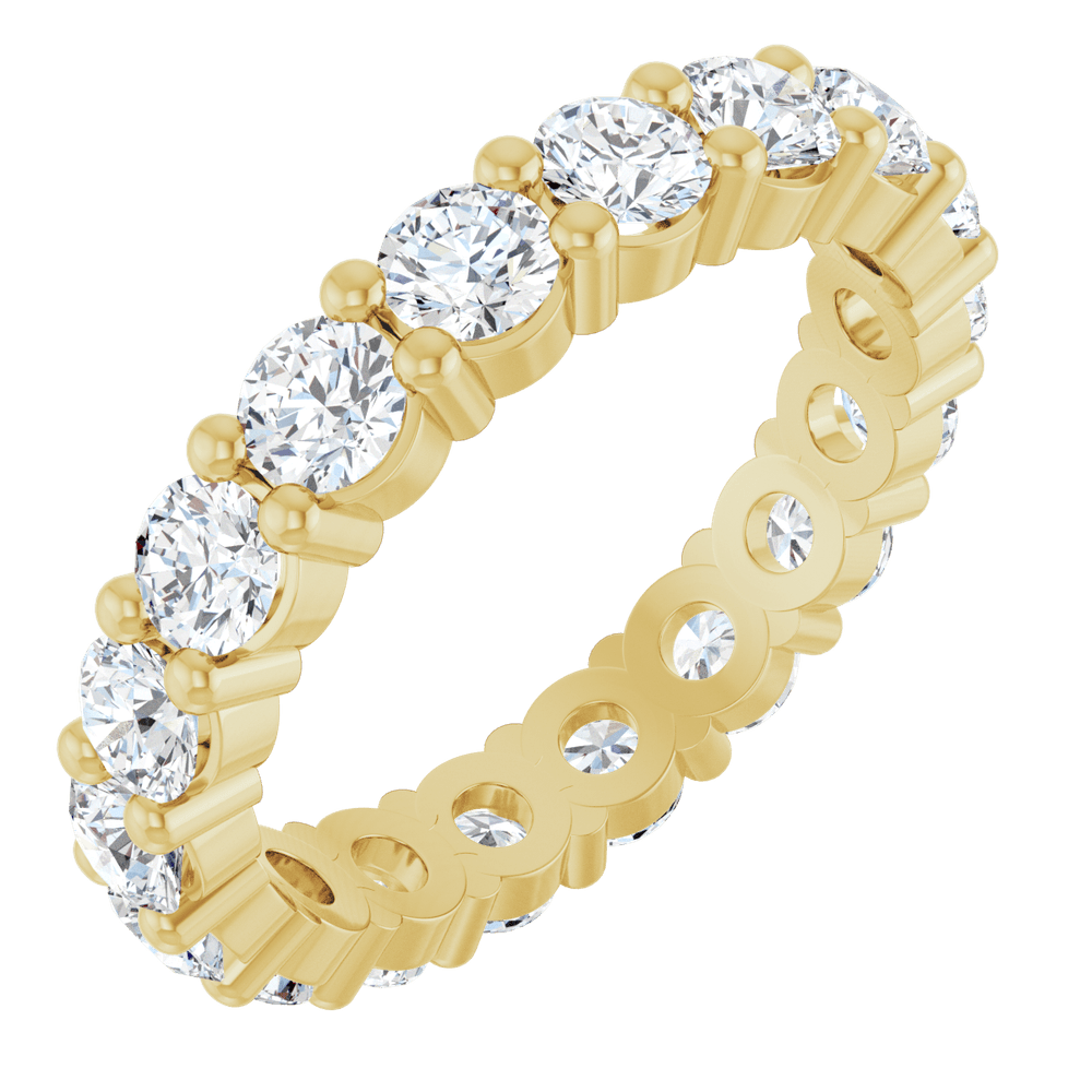 14K Yellow Gold 3mm Round Eternity Band - Natural Diamond