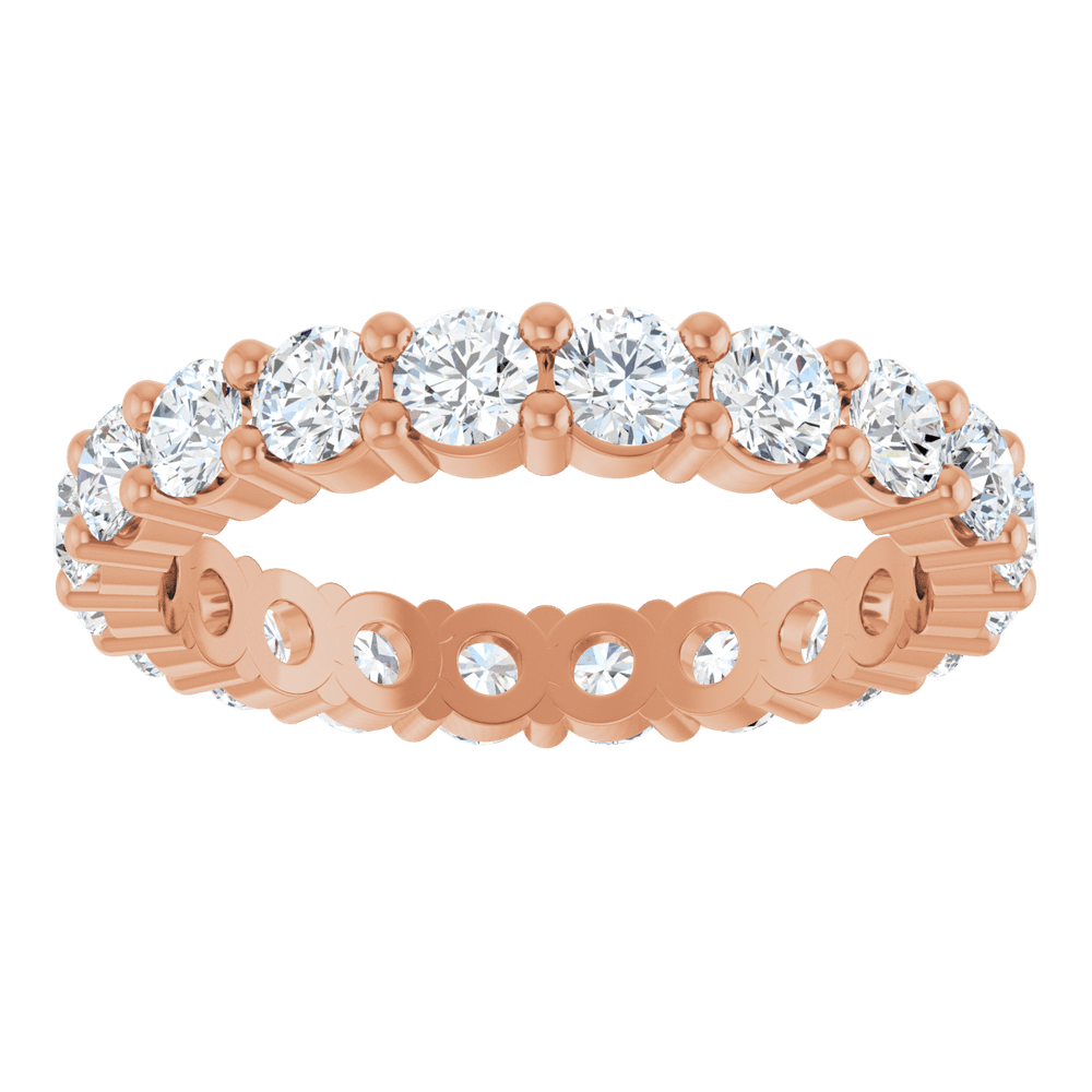 14K Rose Gold 3mm Round Eternity Band - Lab Diamond