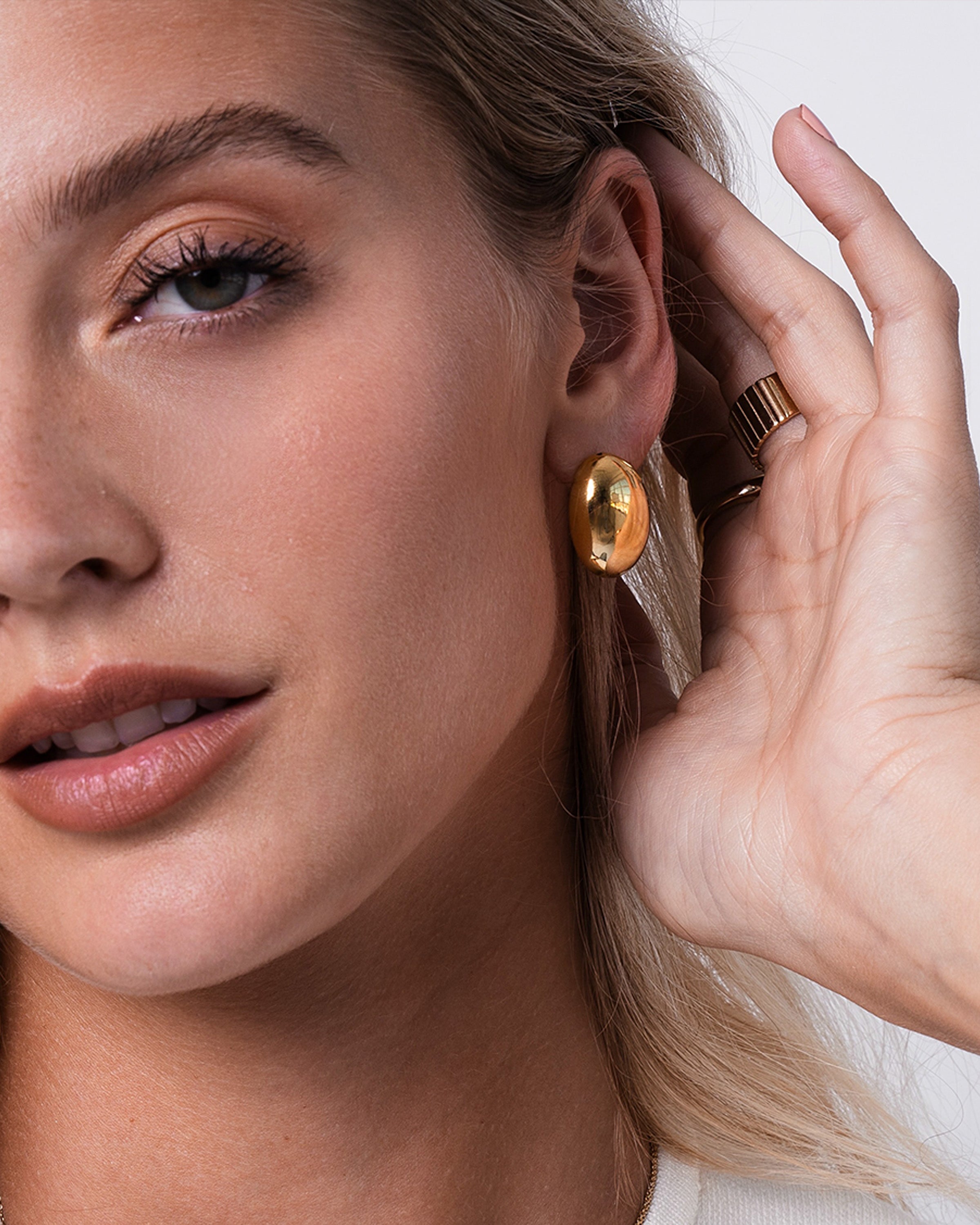14K Gold Half Dome Studs
