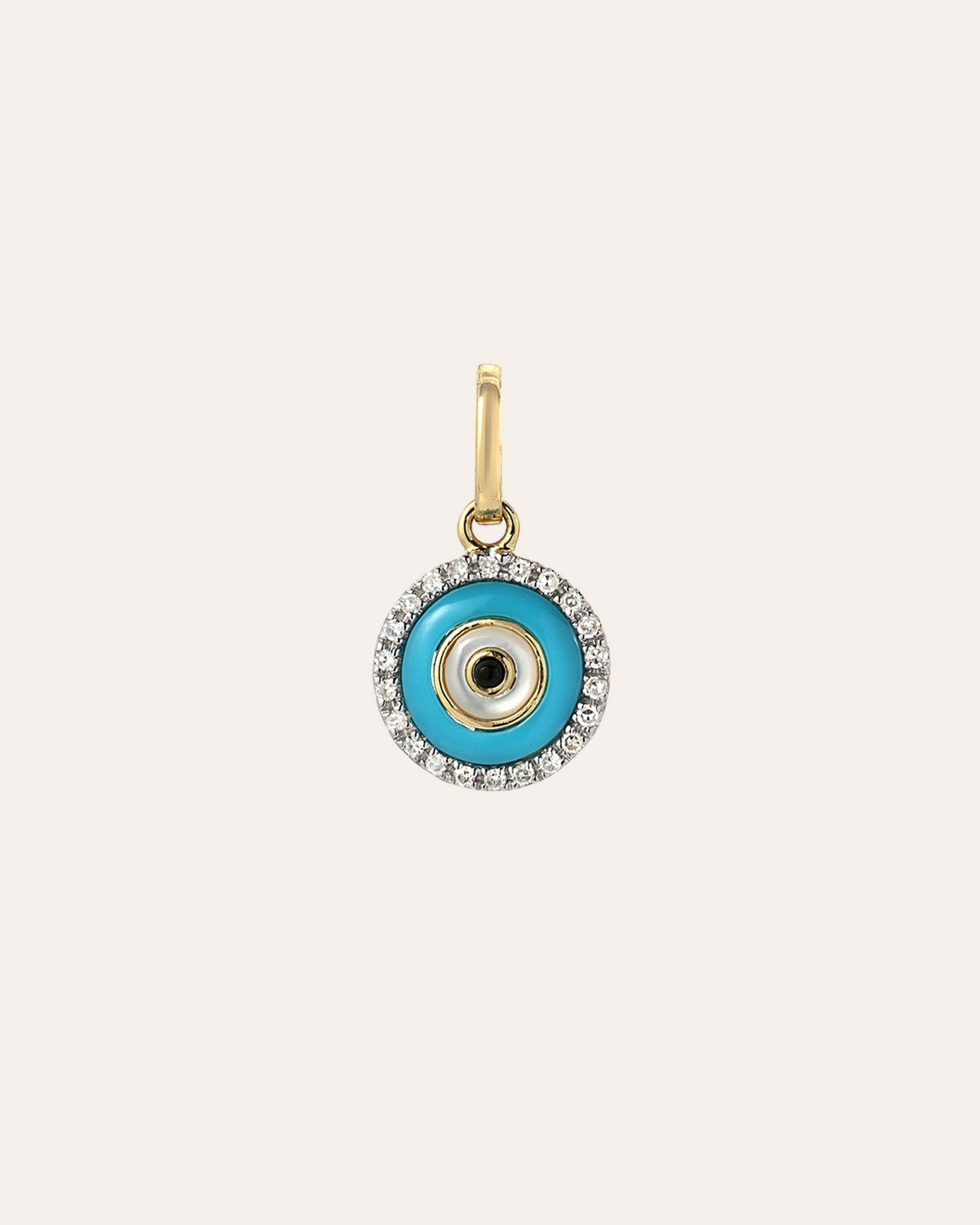 14K Gold Diamond Protection Charm Necklace