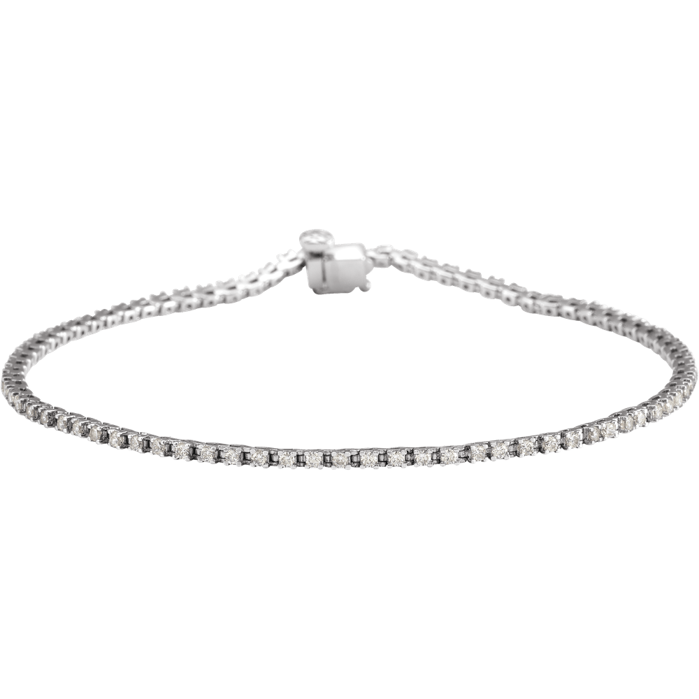 14K White Gold 1 CTW Natural Diamond Tennis Bracelet