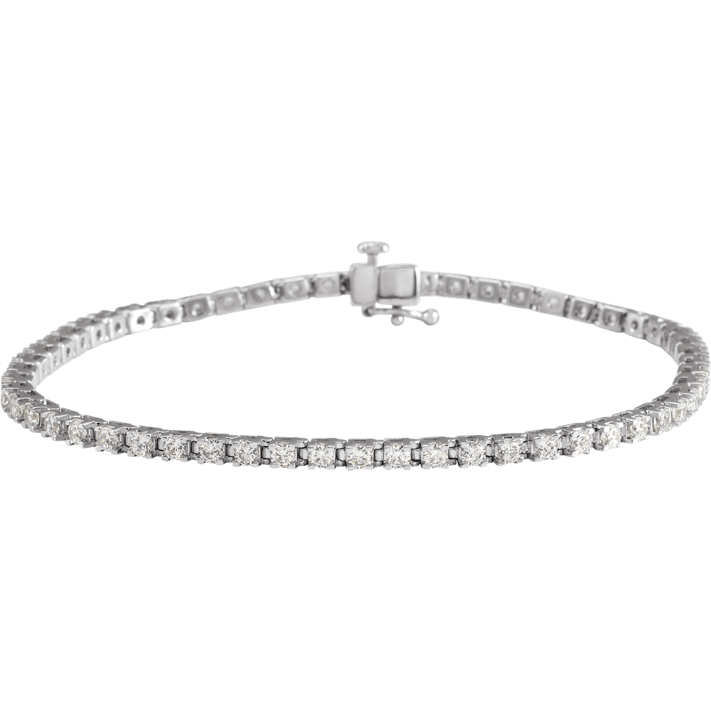 14K White Gold 3 CTW Natural Diamond Tennis Bracelet