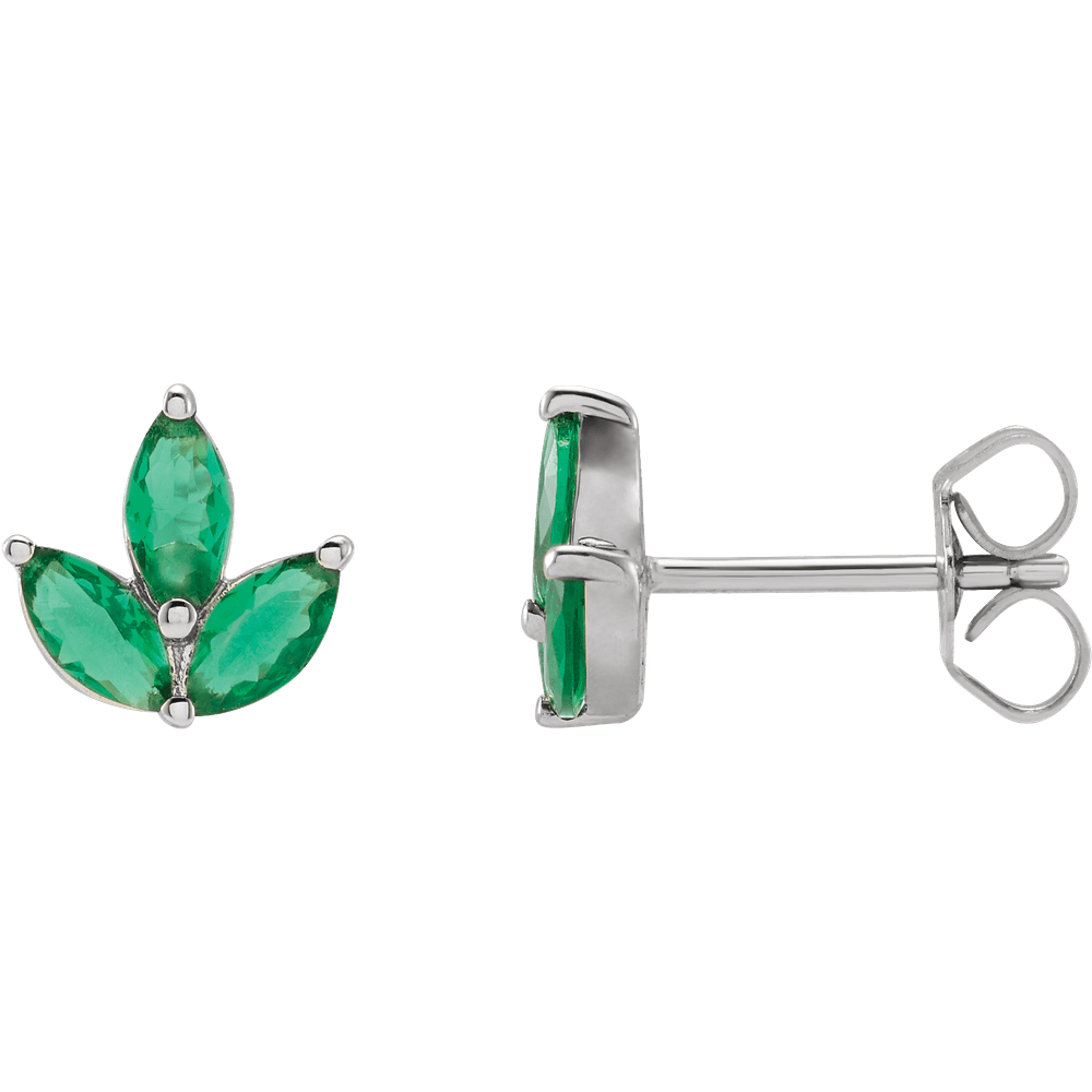 14K Gold Natural Green Emerald