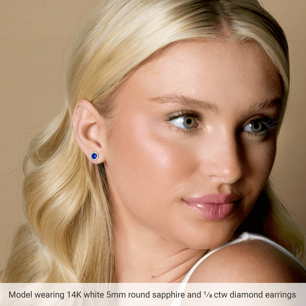 14K Gold 3 mm Natural Emerald & 1/10 CTW Natural Diamond Earrings