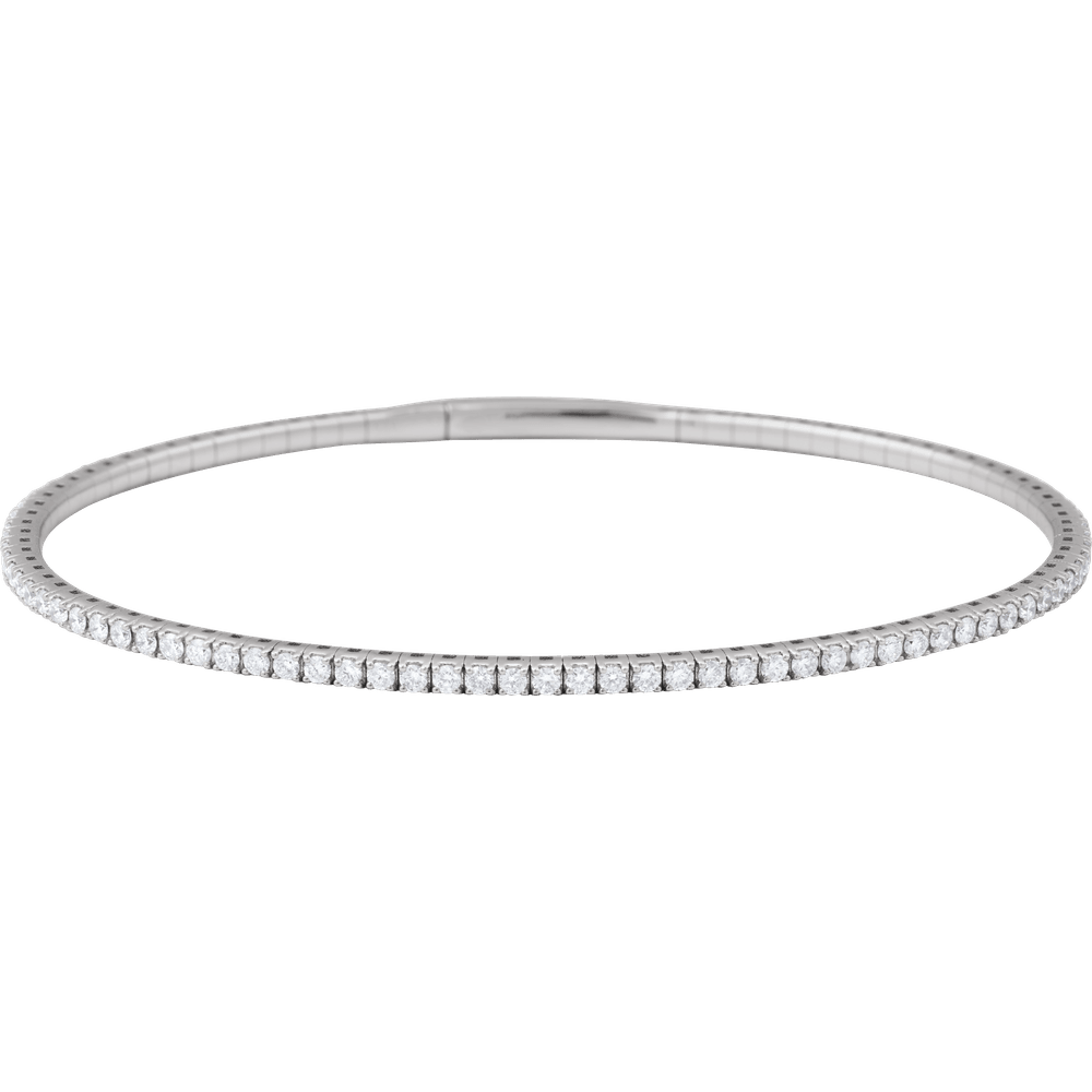 14K White Gold Lab Diamond Flexible Bangle Bracelet