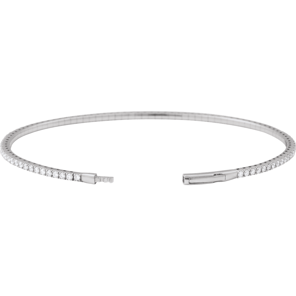 14K White Gold Lab Diamond Flexible Bangle Bracelet