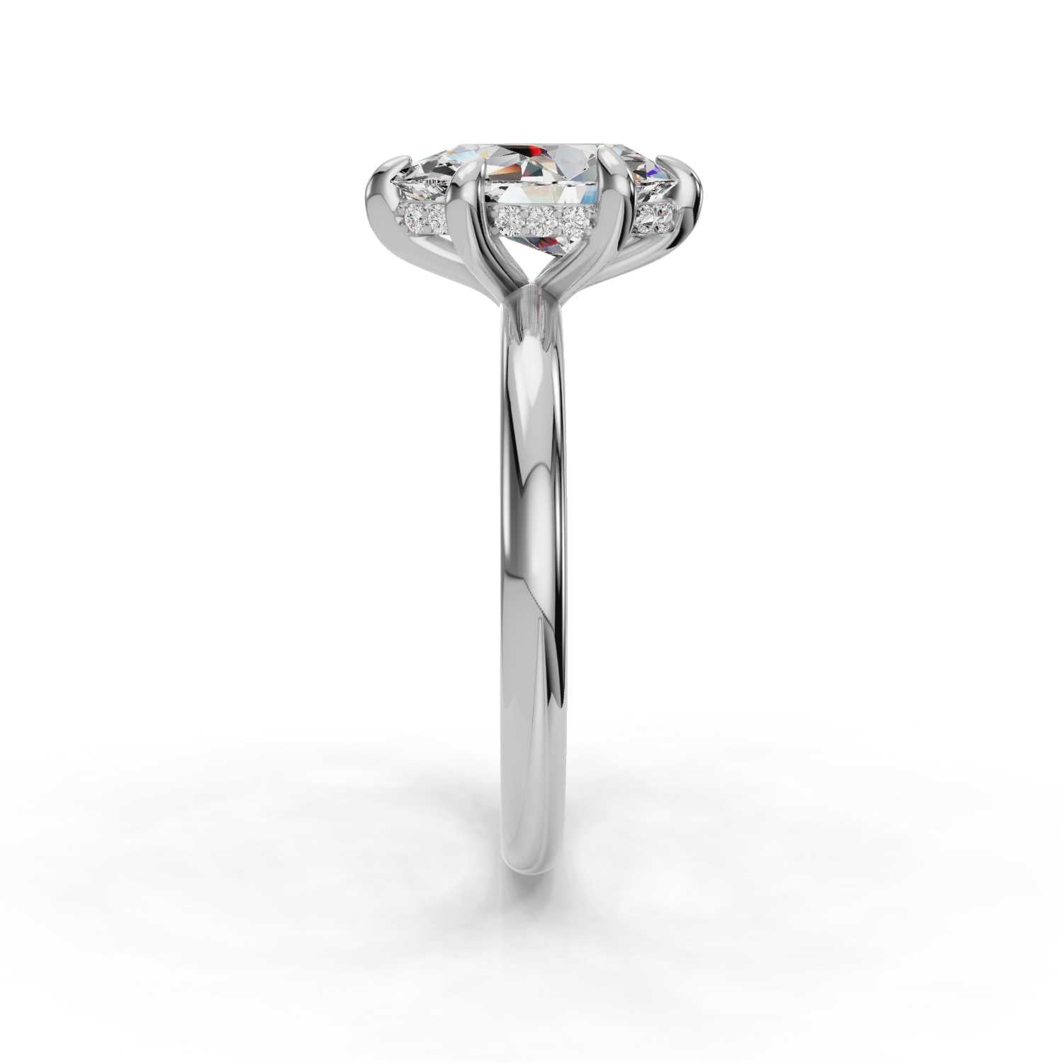 14K Hidden Halo Solitaire PEAR Center Stone