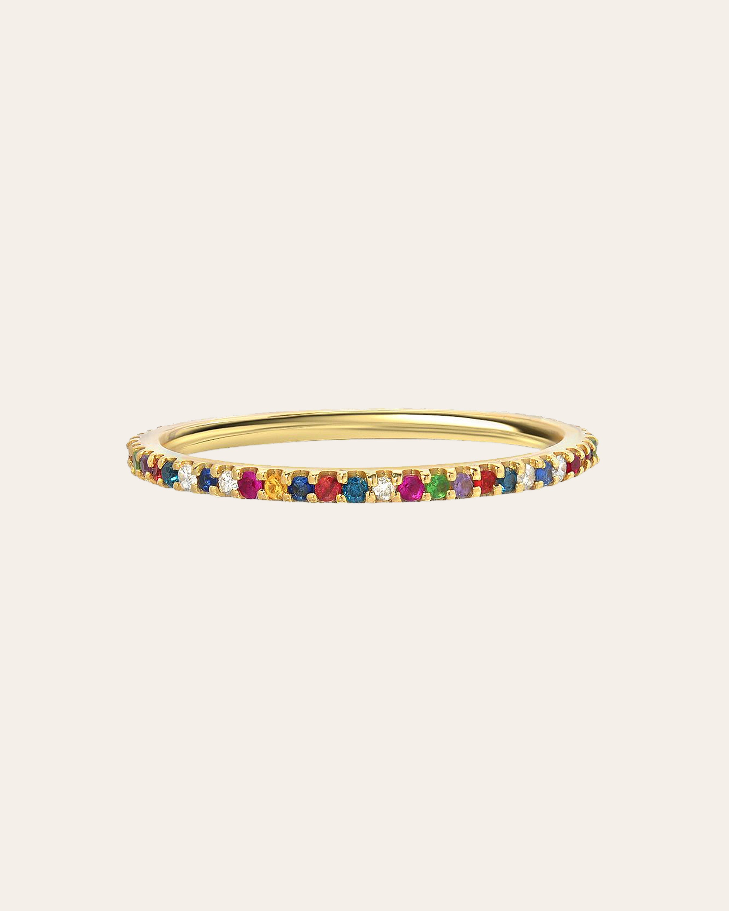 Rainbow Gemstone Eternity Band