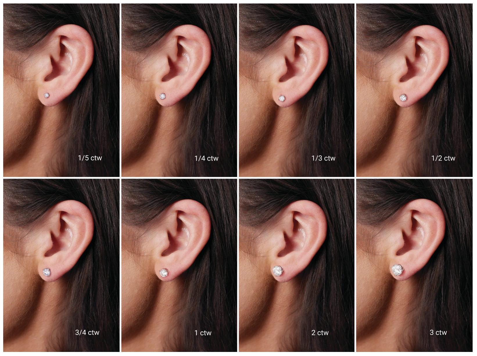 Round Natural Diamond 6 Prong Studs