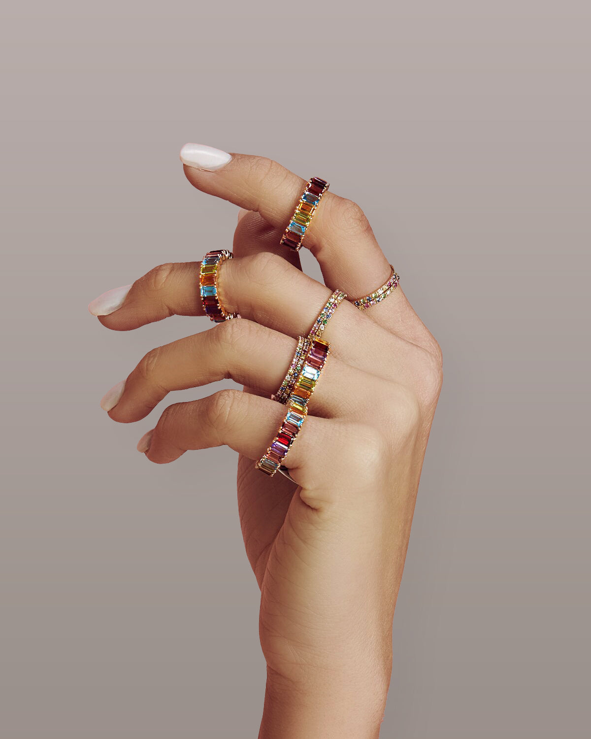 Rainbow Gemstone Eternity Band