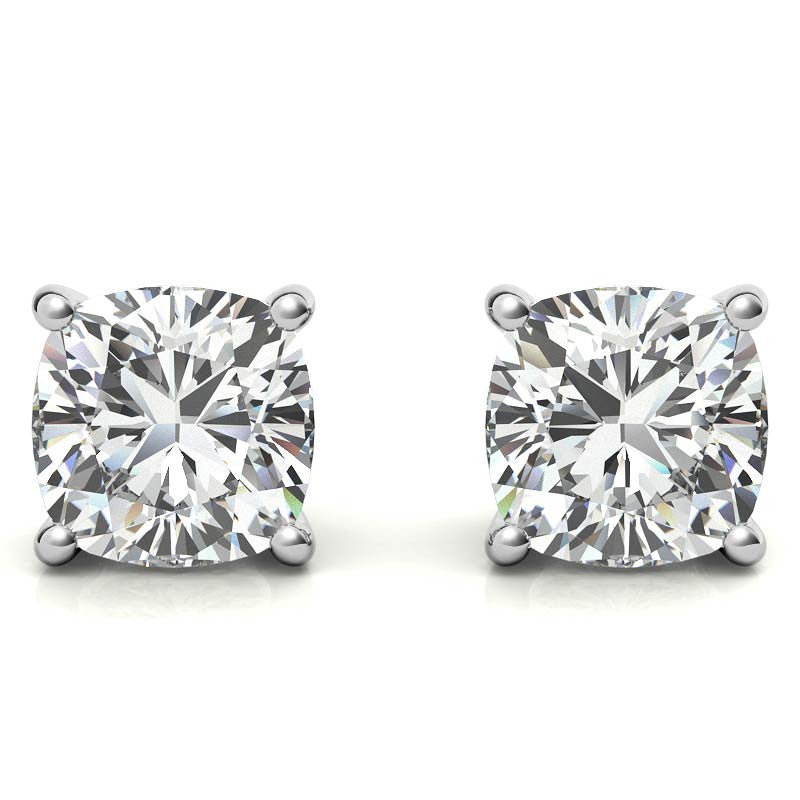 4.00 CTW Moissanite Cushion Cut Stud Earrings