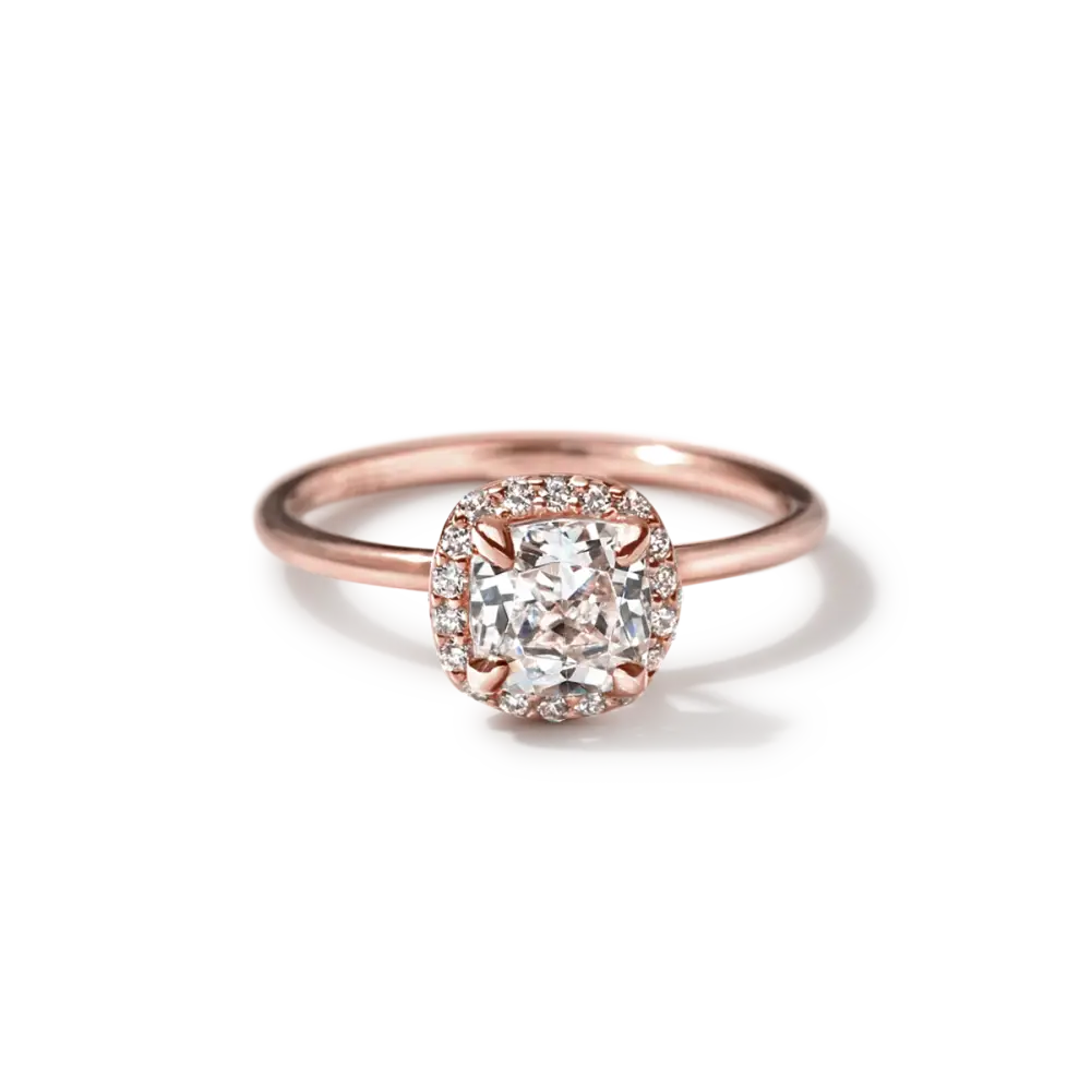 ELEANOR - HALO - 18K Rose Gold / Cushion - Engagement Ring