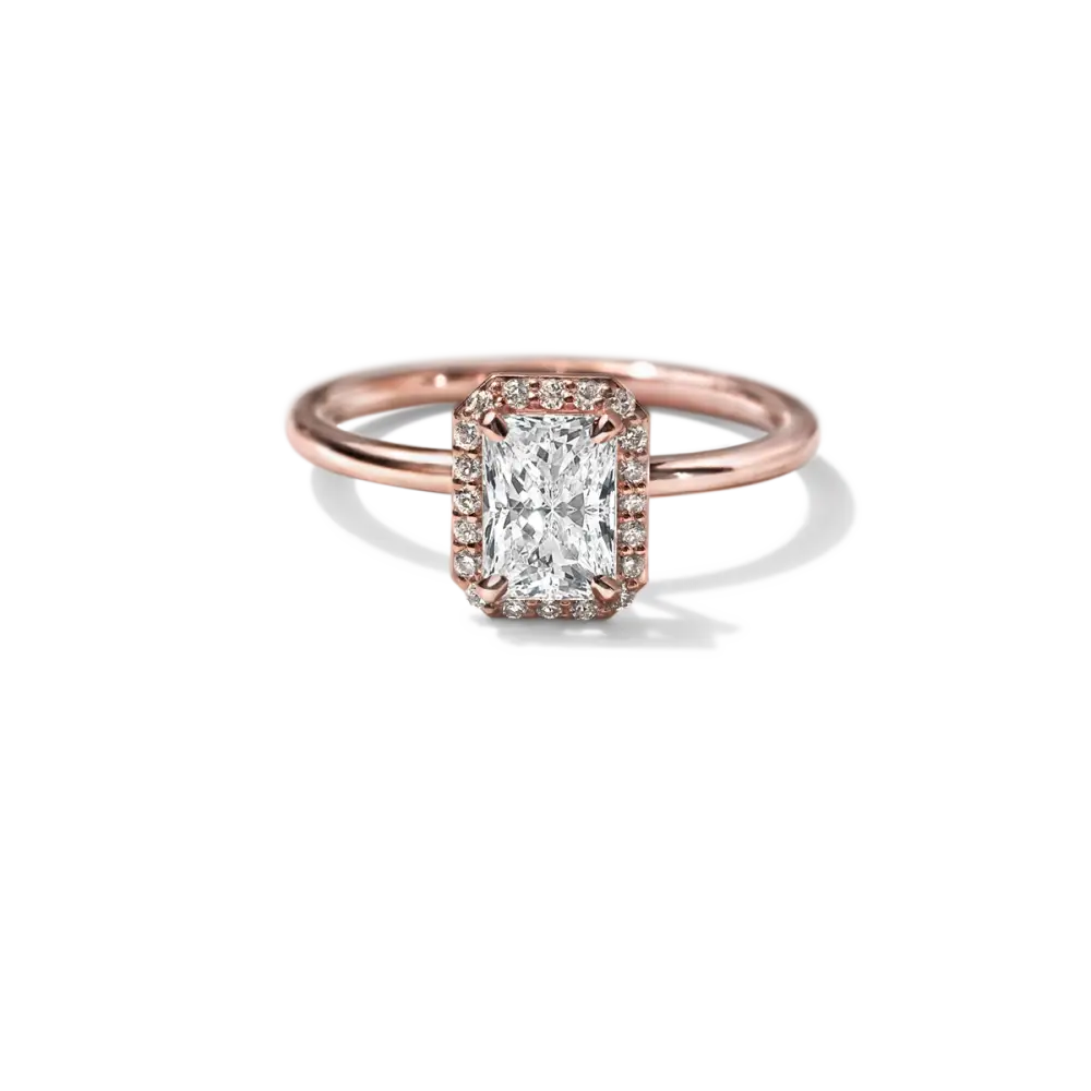 ELEANOR - HALO - 18K Rose Gold / Radiant - Engagement Ring