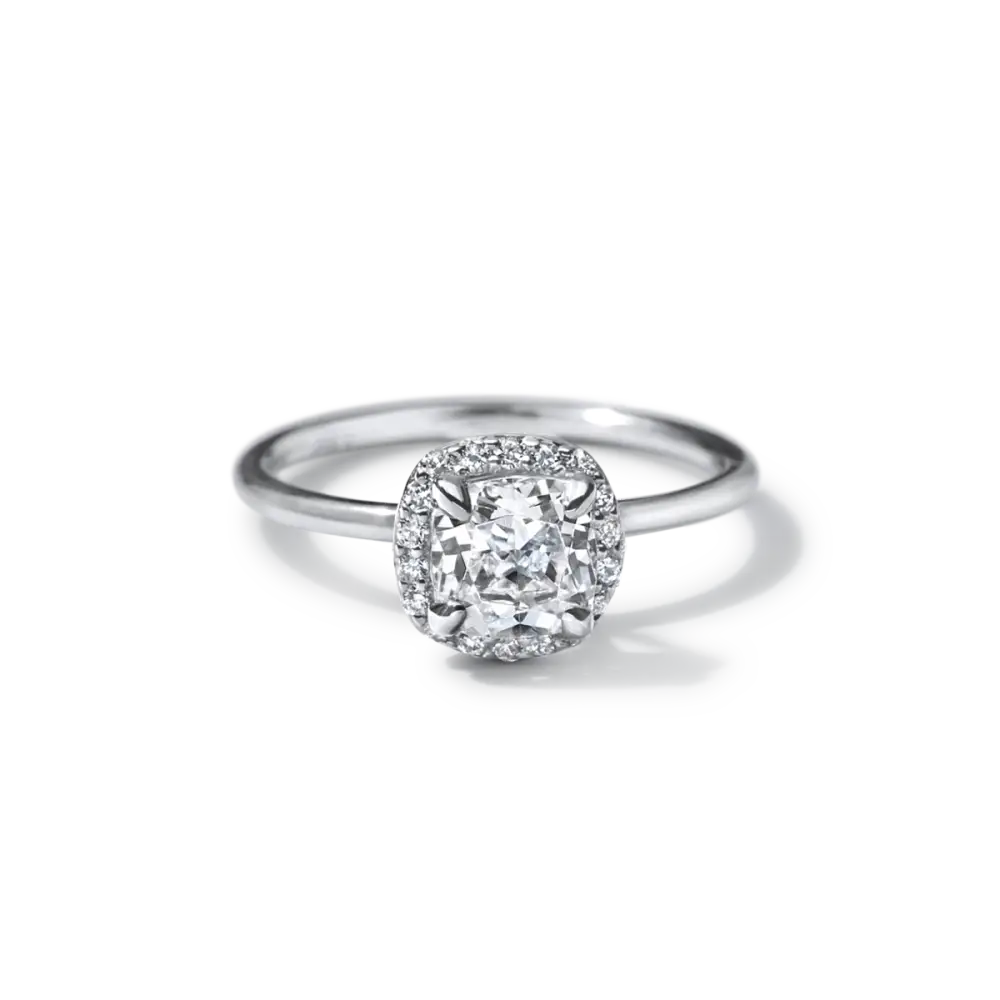 ELEANOR - HALO - 18K White Gold / Cushion - Engagement Ring