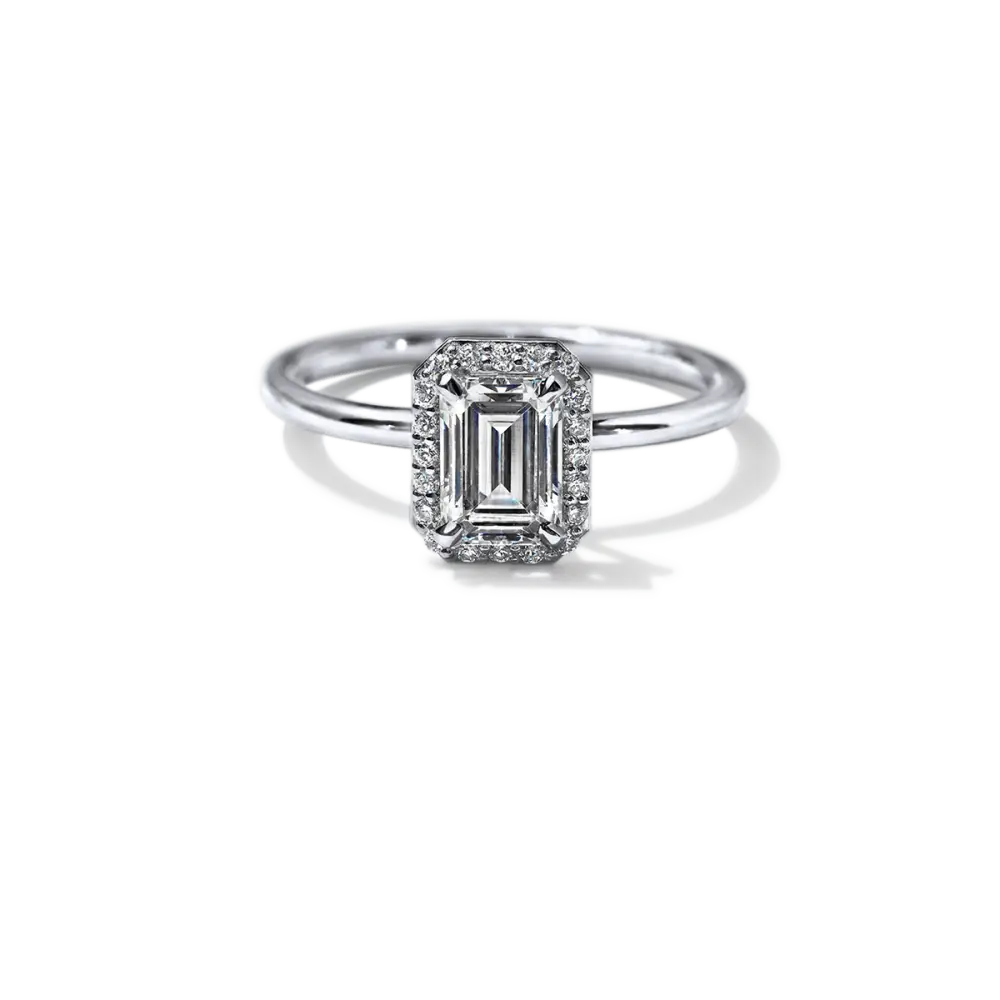 ELEANOR - HALO - 18K White Gold / Emerald - Engagement Ring