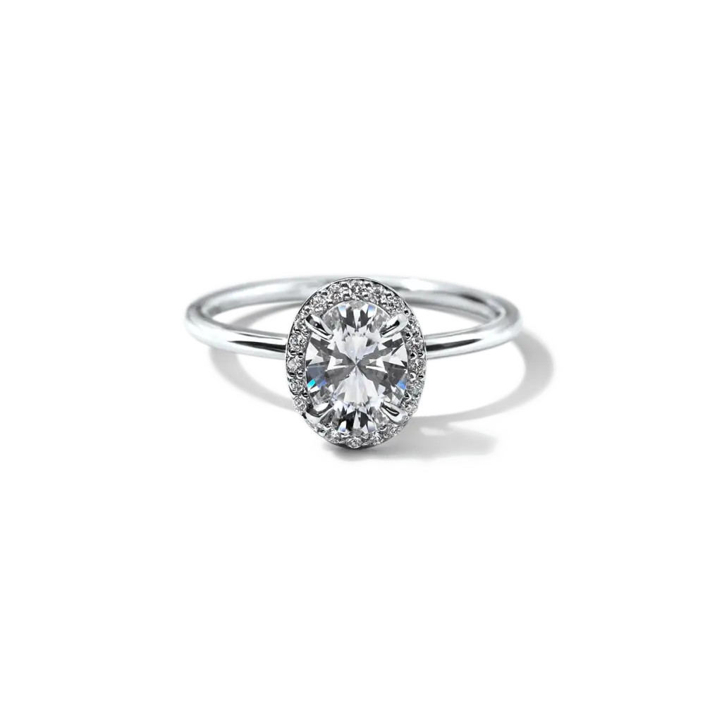 ELEANOR - HALO - 18K White Gold / Oval - Engagement Ring