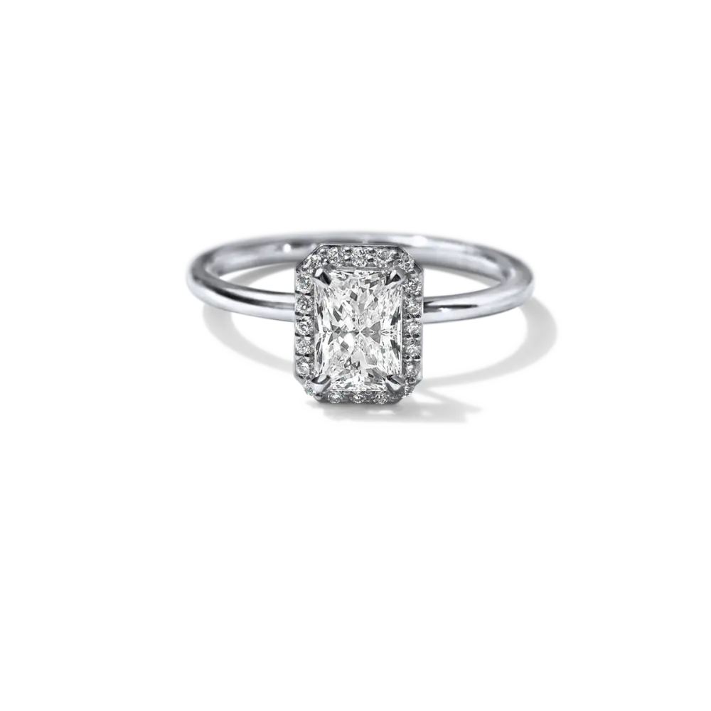 ELEANOR - HALO - 18K White Gold / Radiant - Engagement Ring