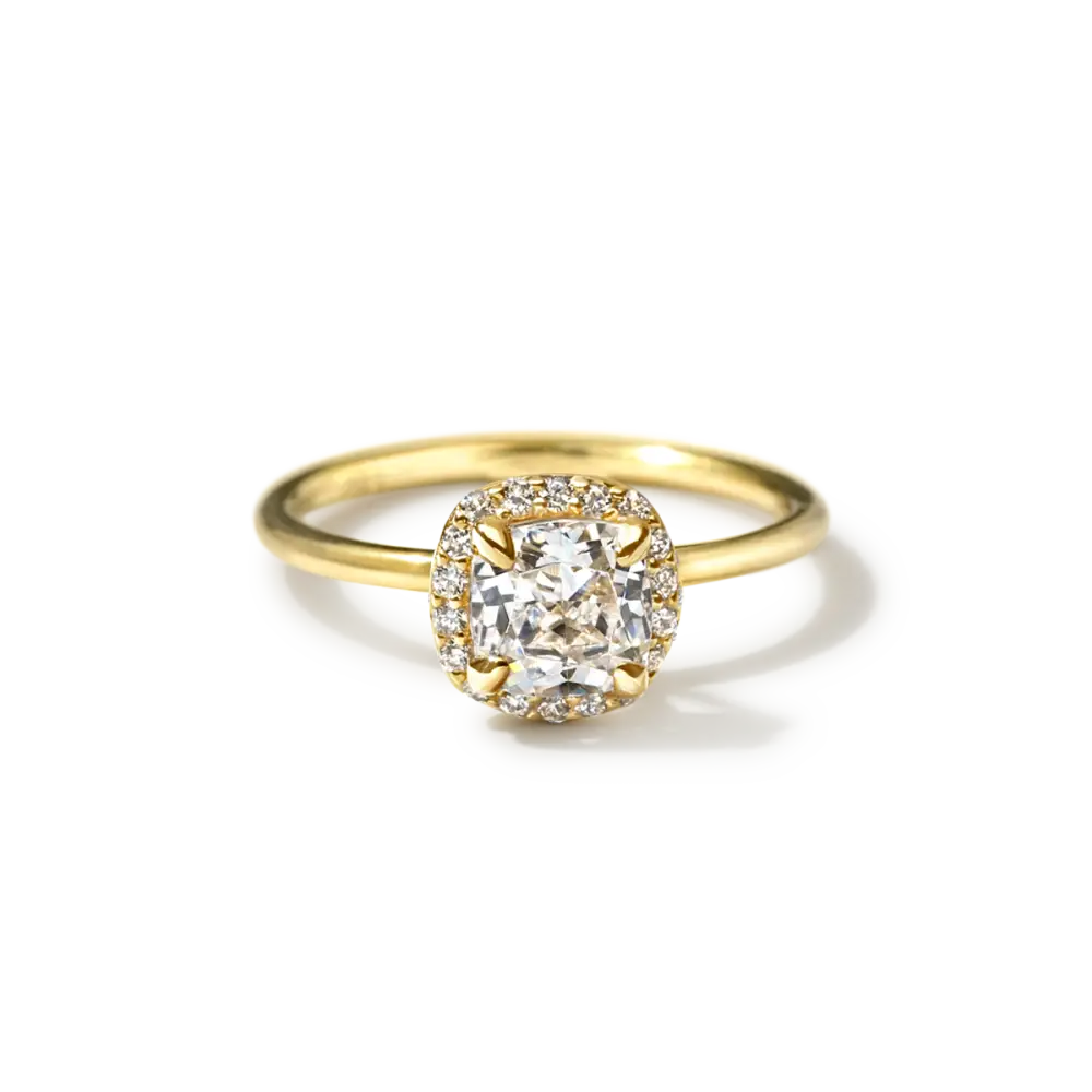 ELEANOR - HALO - 18K Yellow Gold / Cushion - Engagement Ring