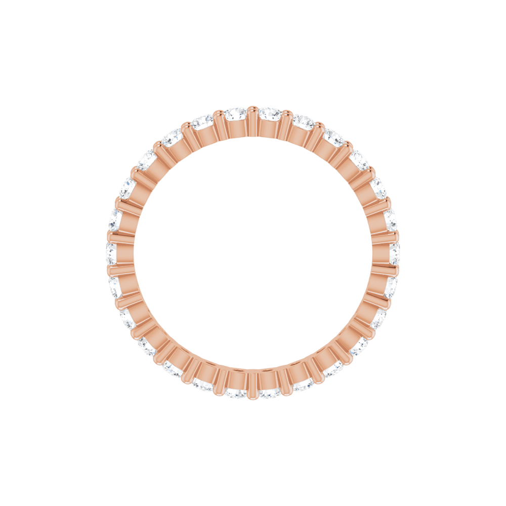 14K Rose Gold 2mm Round Eternity Band - Lab Diamond