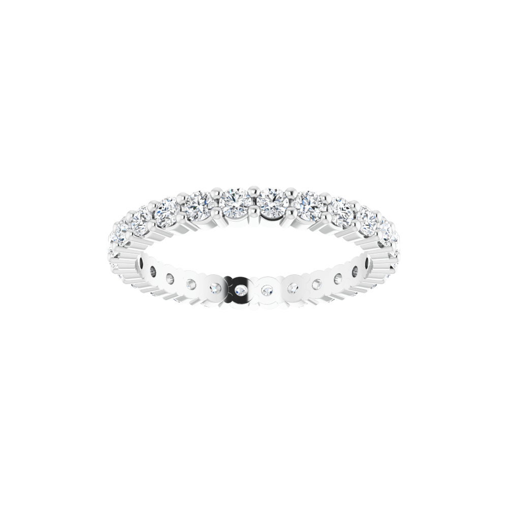 14K White Gold 2mm Round Eternity Band - Natural Diamond