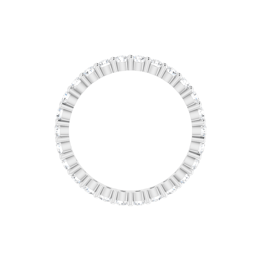 14K White Gold 2mm Round Eternity Band - Lab Diamond