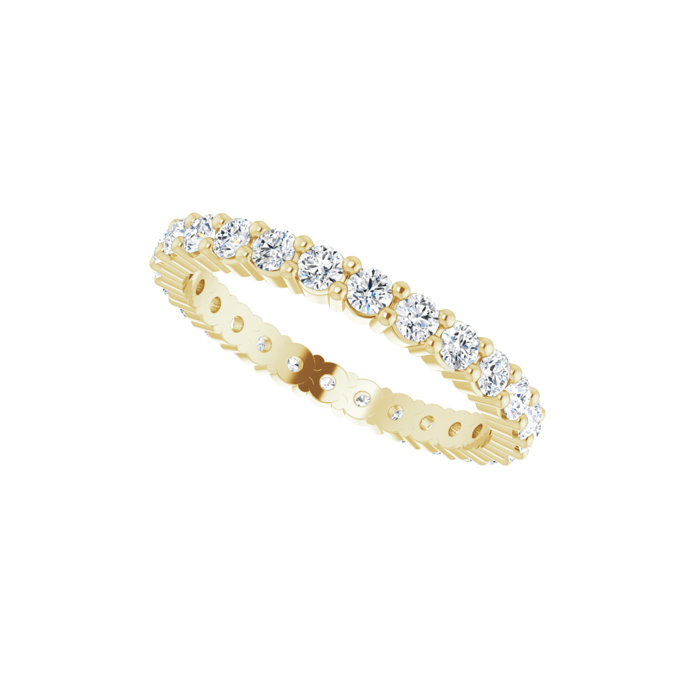 14K Yellow Gold 2mm Round Eternity Band - Natural Diamond
