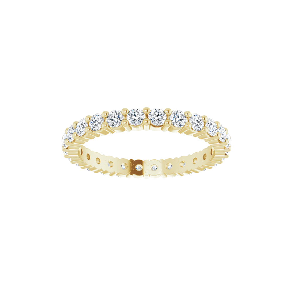 14K Yellow Gold 2mm Round Eternity Band - Natural Diamond