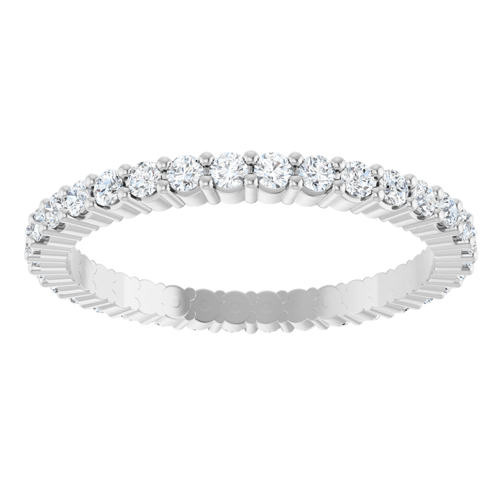 14K White Gold 1.5 mm Round Eternity Band - Natural Diamond