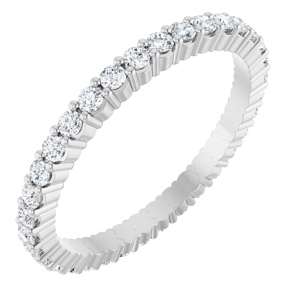14K White Gold 1.5 mm Round Eternity Band - Natural Diamond