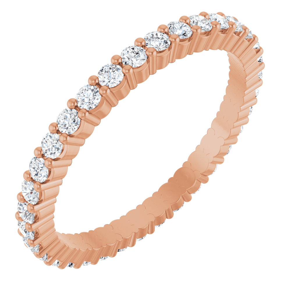 14K Rose Gold 1.5 mm Round Eternity Band - Natural Diamond