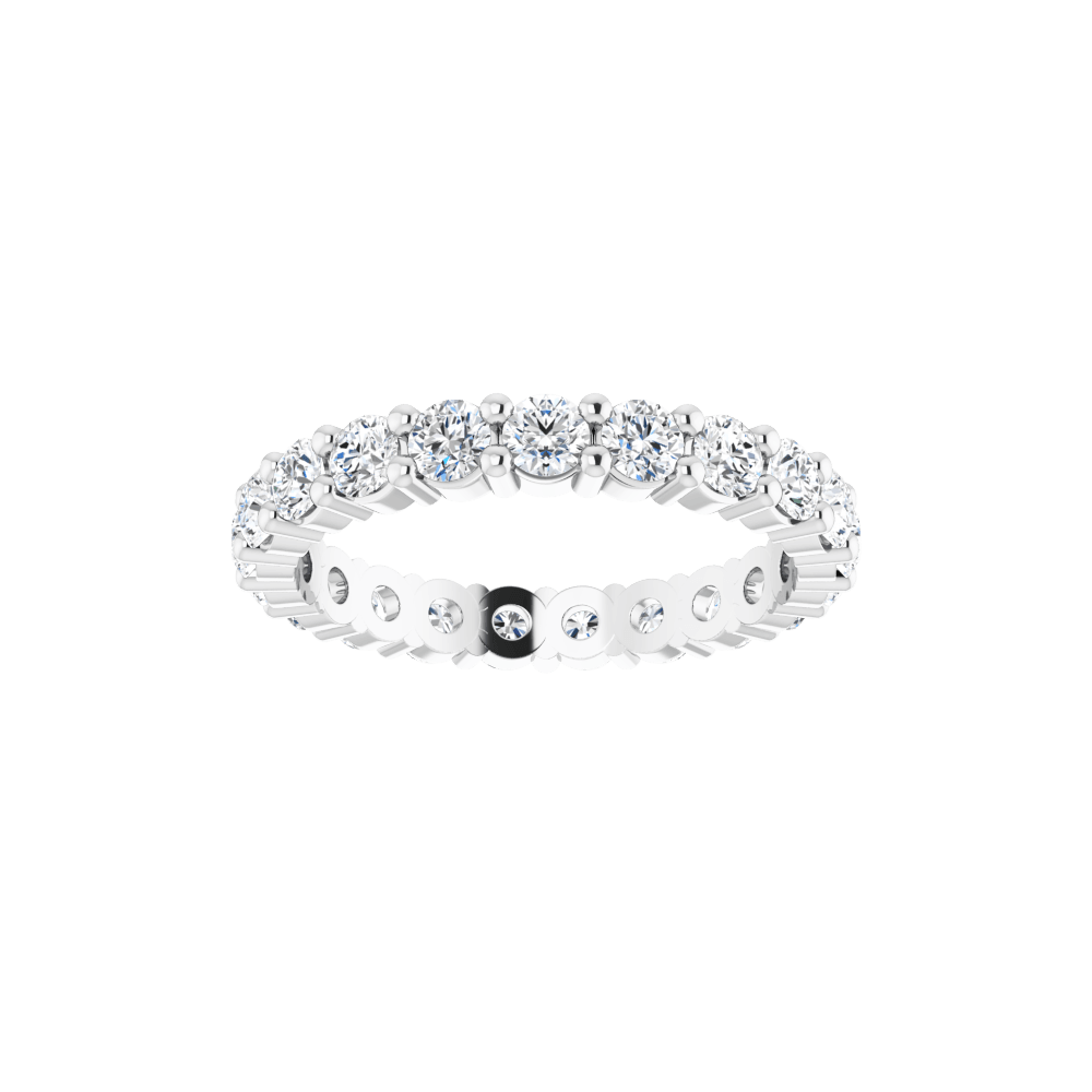 14K White Gold 3mm Round Eternity Band - Lab Diamond