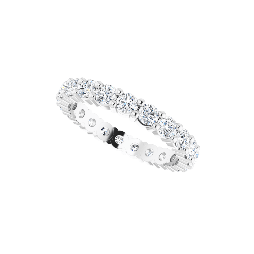 14K White Gold 3mm Round Eternity Band - Lab Diamond