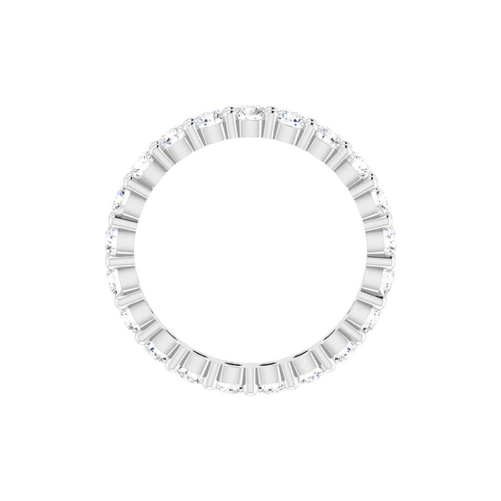 14K White Gold 3mm Round Eternity Band - Lab Diamond