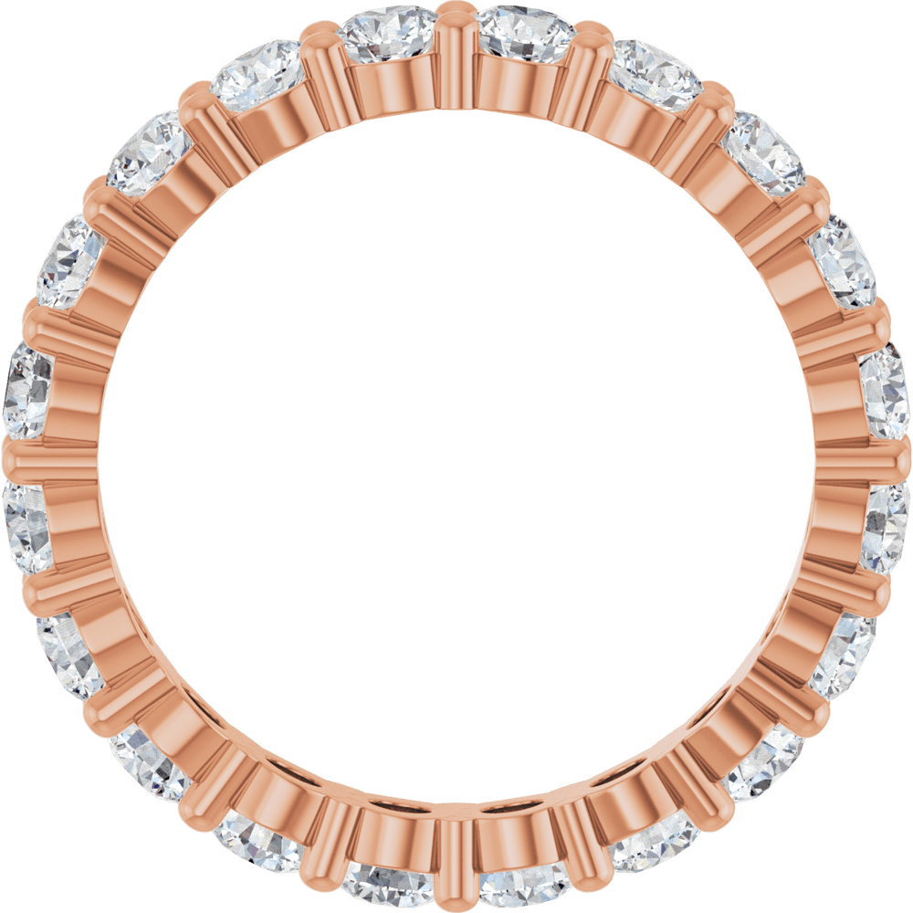 14K Rose Gold 3mm Round Eternity Band - Lab Diamond