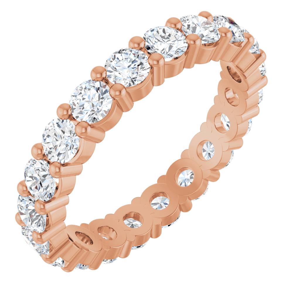 14K Rose Gold 3mm Round Eternity Band - Lab Diamond