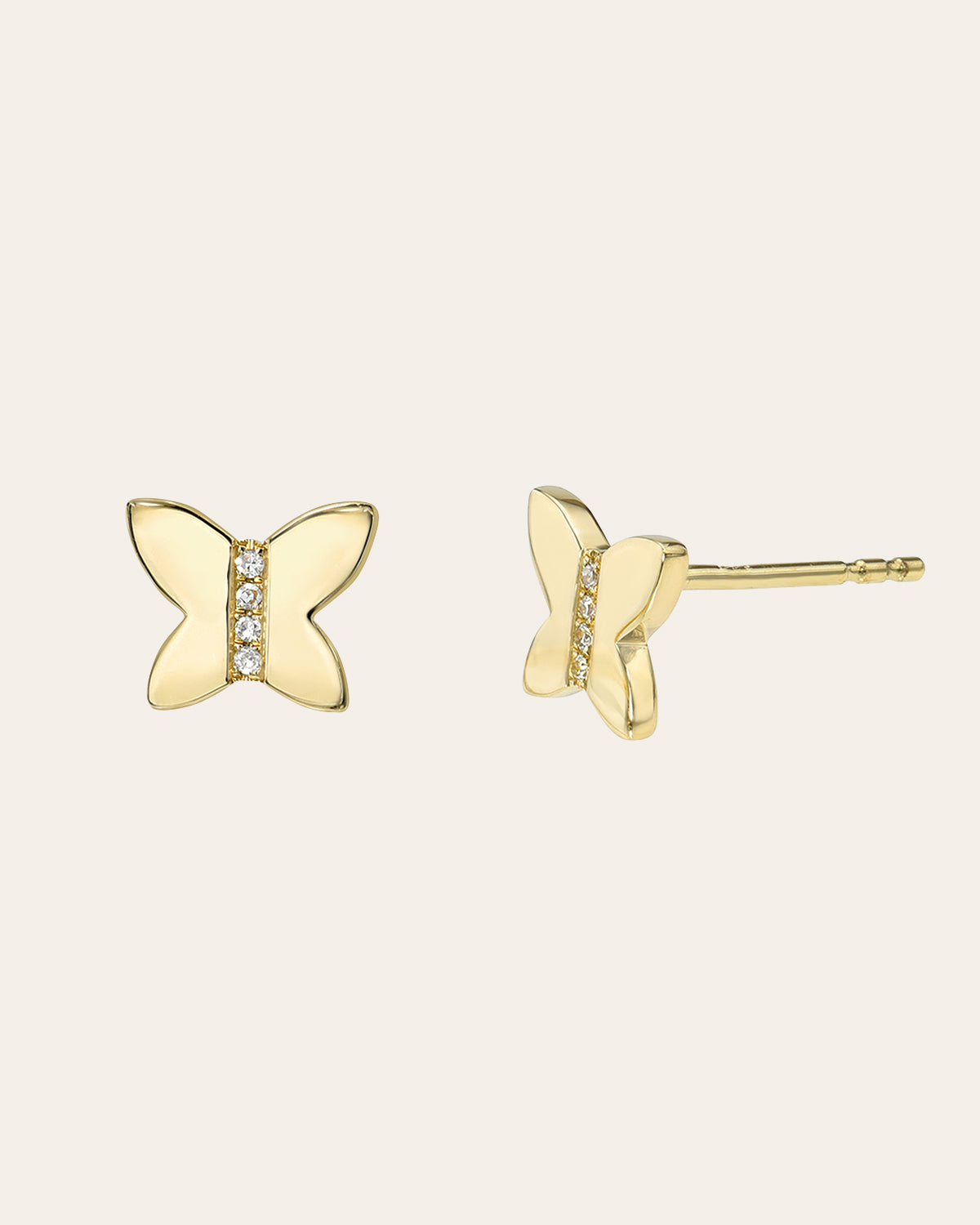 14k Gold Diamond Butterfly Studs