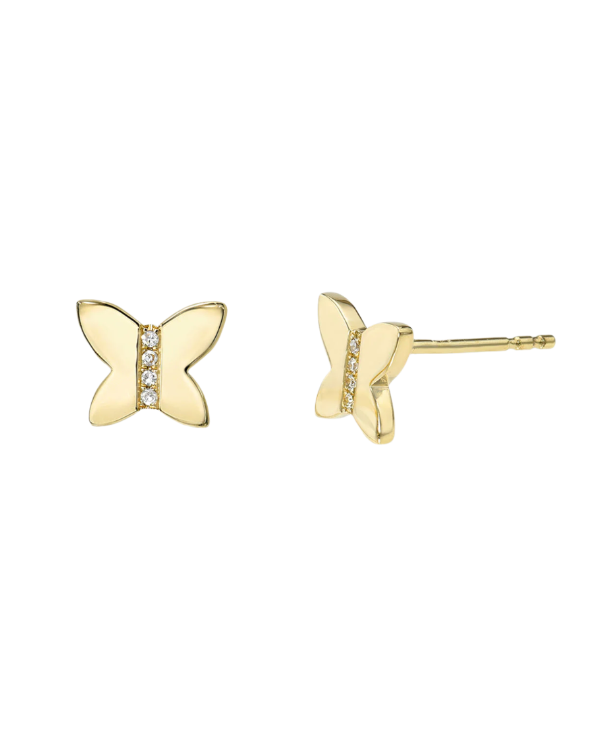14k Gold Diamond Butterfly Studs