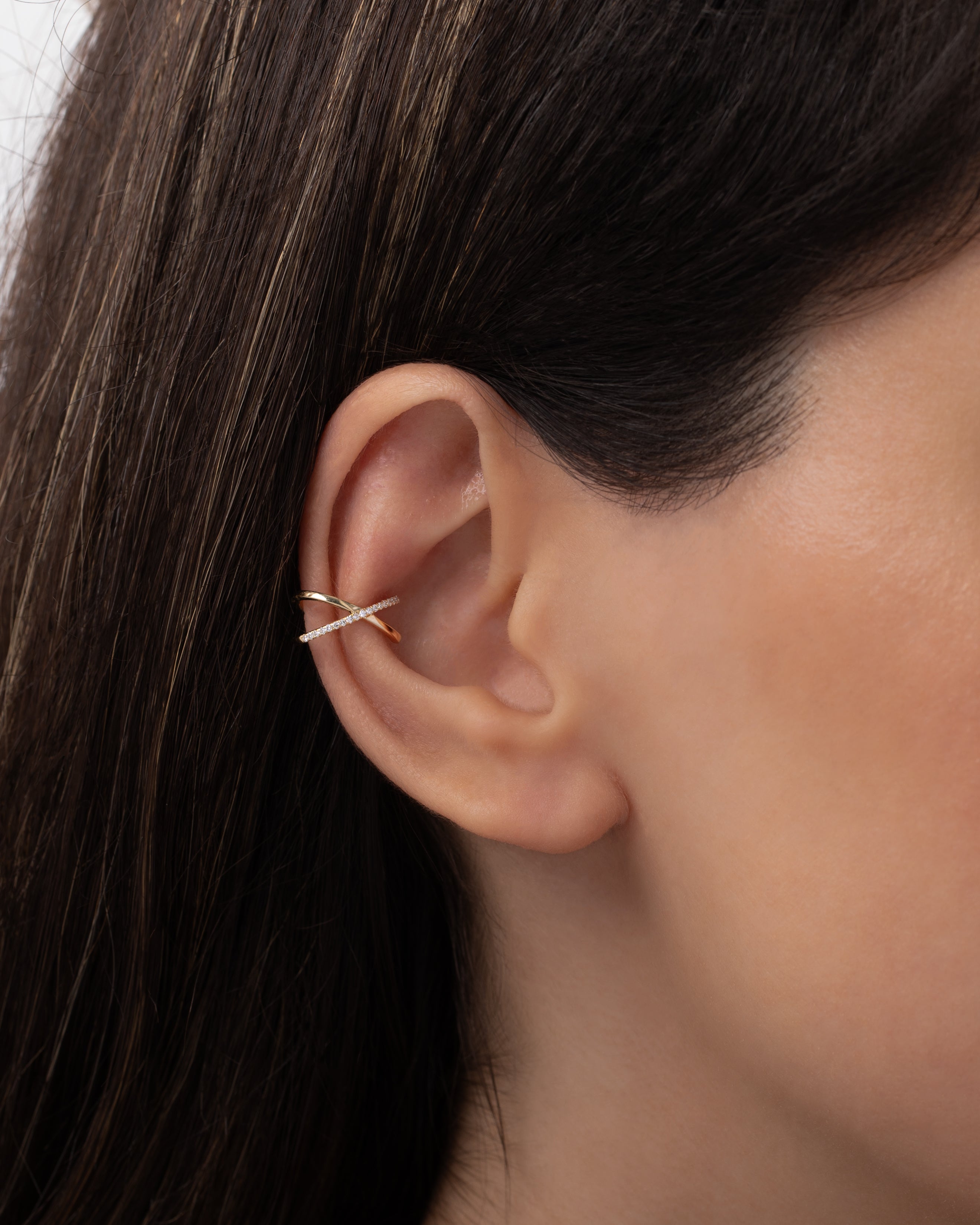 14K Gold and Diamond Ear Cuff