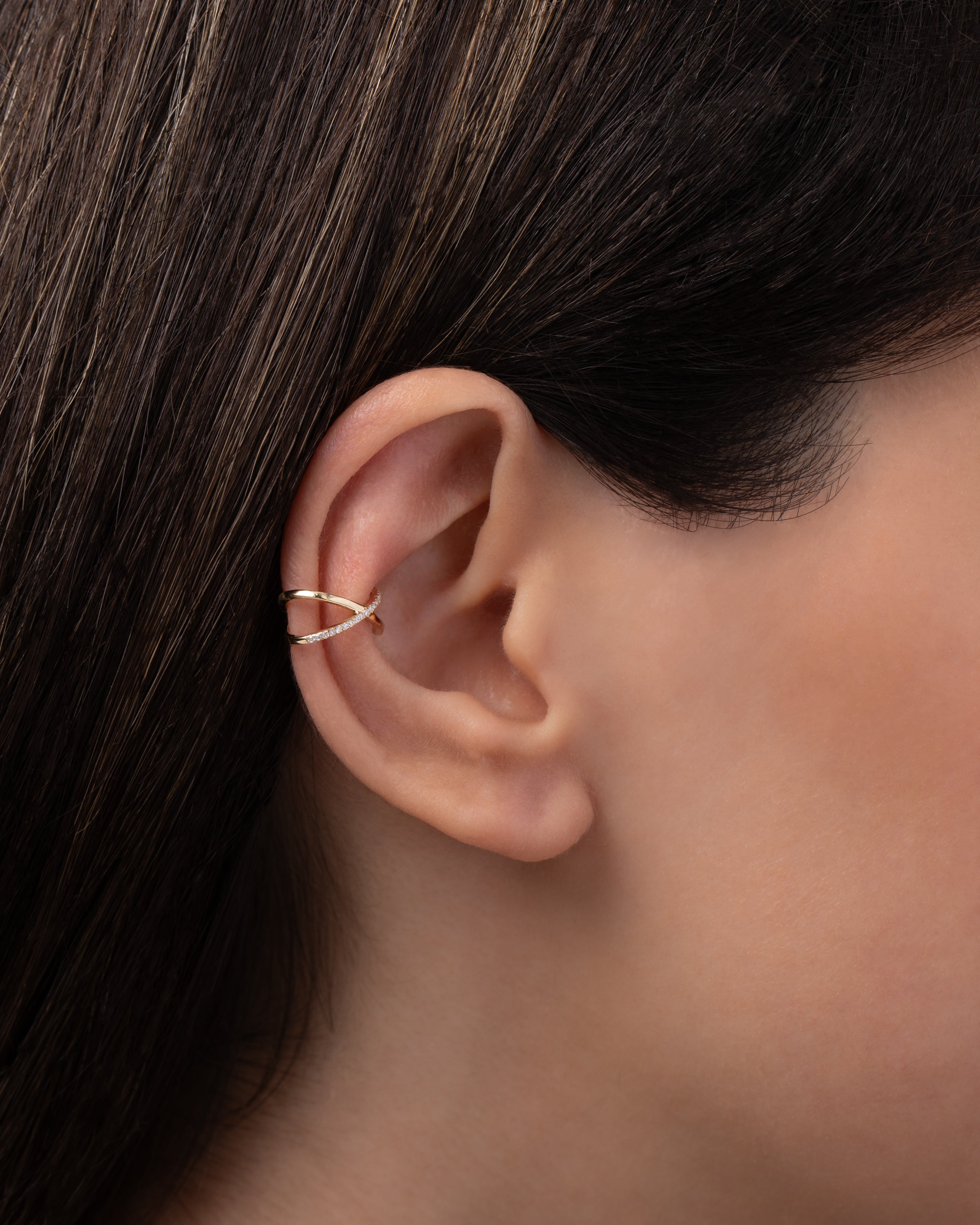 14K Gold and Diamond Ear Cuff