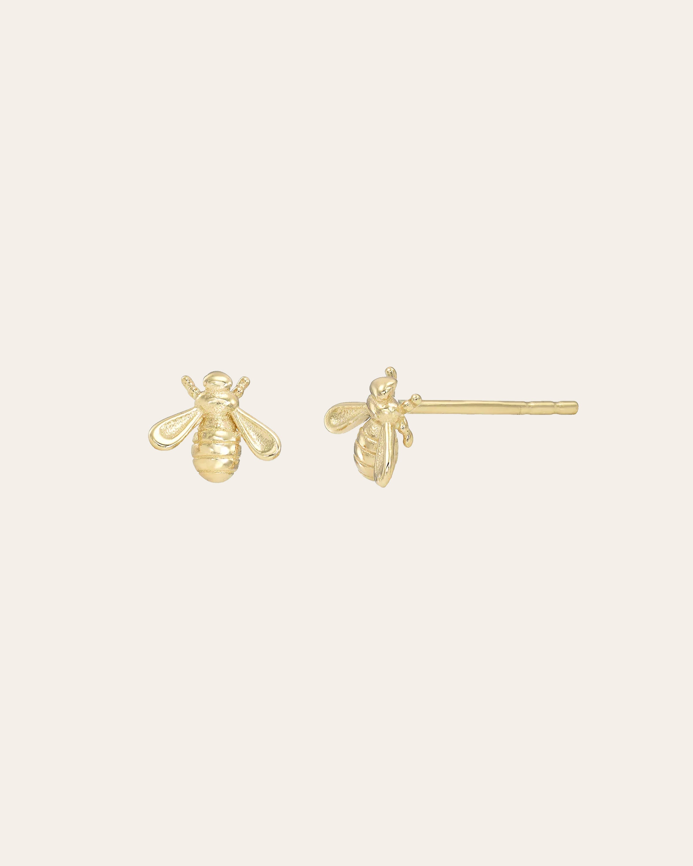 14k Gold Bee Studs