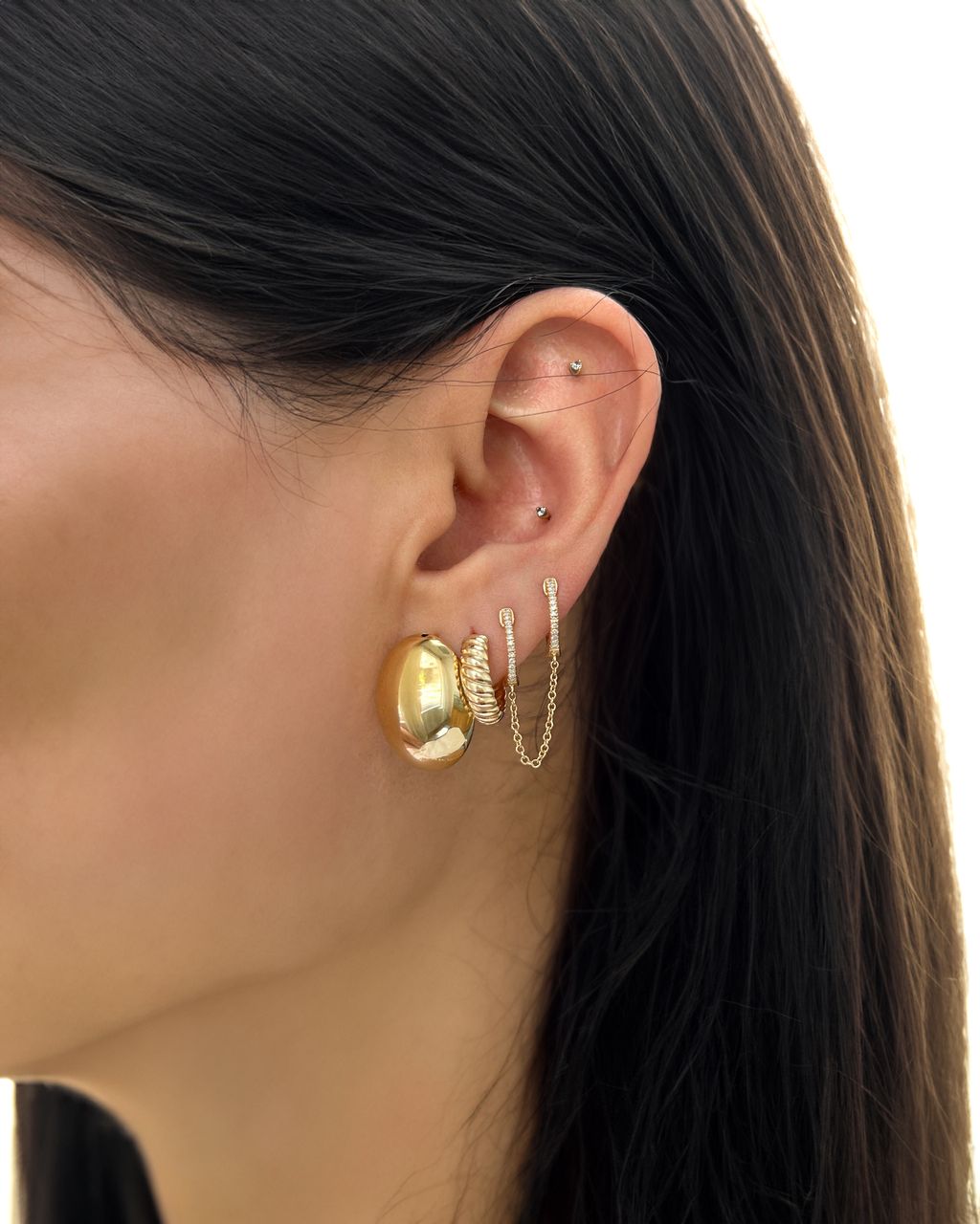 14K Gold Half Dome Studs