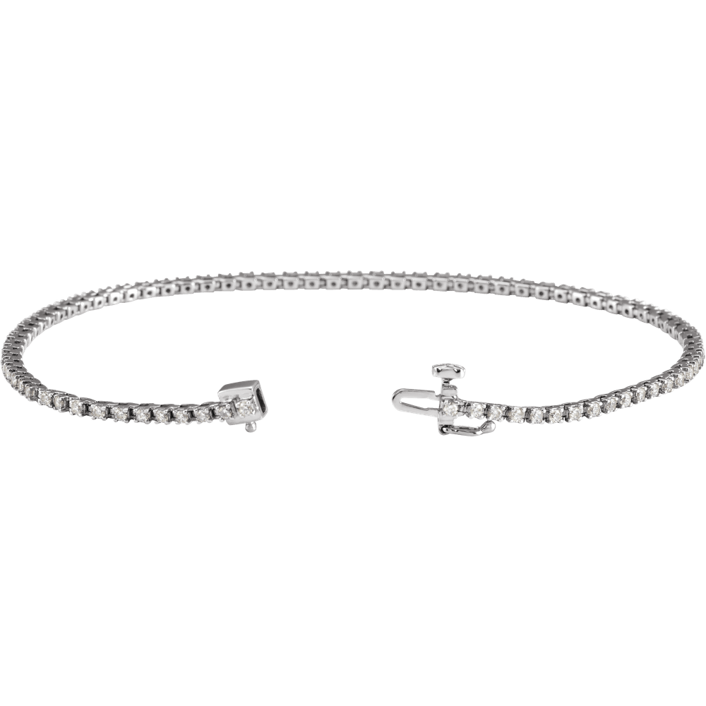 14K White Gold 1 CTW Natural Diamond Tennis Bracelet
