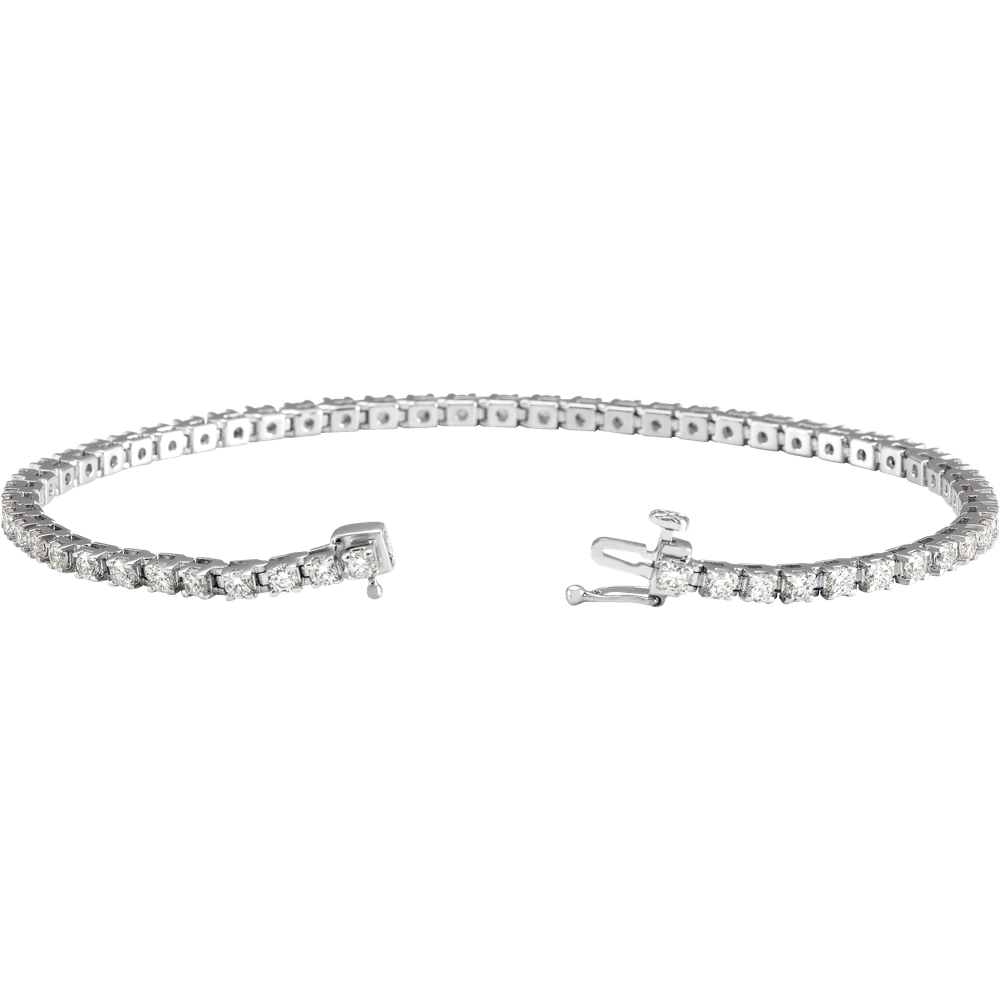 14K White Gold 3 CTW Natural Diamond Tennis Bracelet