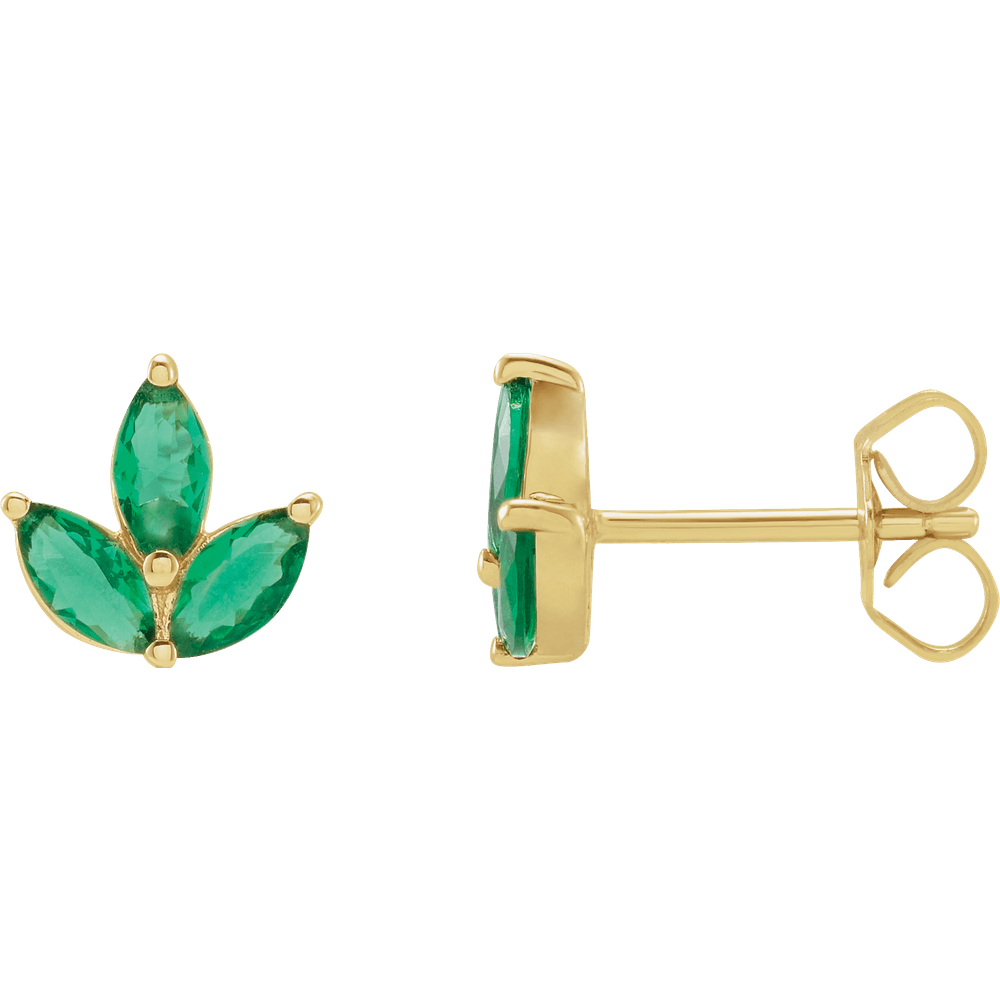 14K Gold Natural Green Emerald