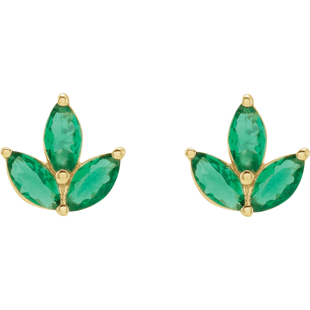 14K Gold Natural Green Emerald